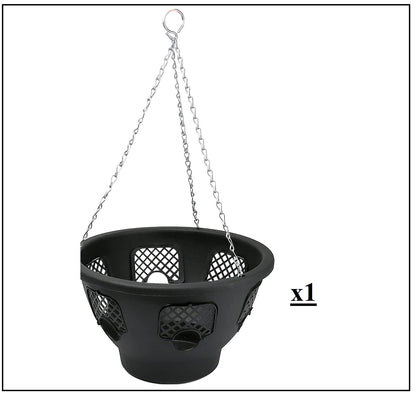 BLACK HANGING BASKETS FOR PLANTS FLOWERS GARDEN OUTDOOR HANGING 12 INCH