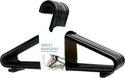 Adult Plastic Coat Hangers Black Heavy Duty Perfect for Trousers , Tshirts & Many other cloths