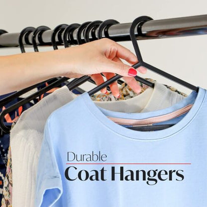 Adult Plastic Coat Hangers Black Heavy Duty Perfect for Trousers , Tshirts & Many other cloths