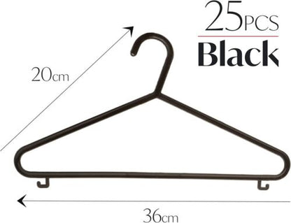 Adult Plastic Coat Hangers Black Heavy Duty Perfect for Trousers , Tshirts & Many other cloths