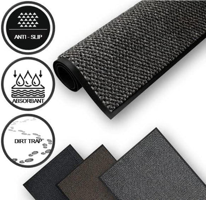 Door Mat Dirt Trapper for Indoor & Outdoor, Washable Barrier Mat, Heavy Duty Non-Slippery Entrance Rug, Shoes Scraper, Super Absorbent Front Door Mat Carpet