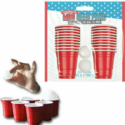 DIVCHI Mini Beer Pong Set 20 Pcs Red Cups - Fun Party Drinking Game for Xmas and Indoor Activities