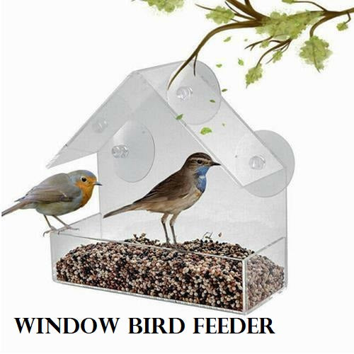 Window Bird Feeder Clear Plastic Hanging Seed Peanut Fastball