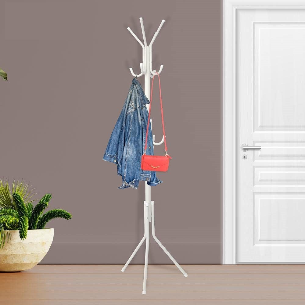 12Hooks Coat Stand Clothes Rack Floor Standing Hanger for Jackets Umbrella Hat