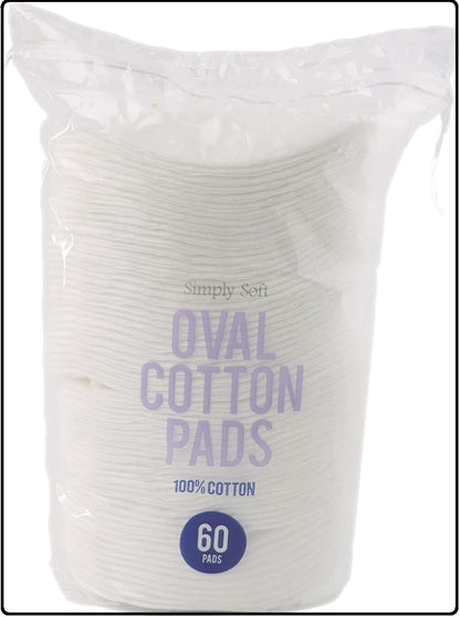 DIVCHI Oval Cotton Pads - 60 Pack for Face | Makeup Remover Pads, Hypoallergenic, Lint-Free | 100% Pure Cotton