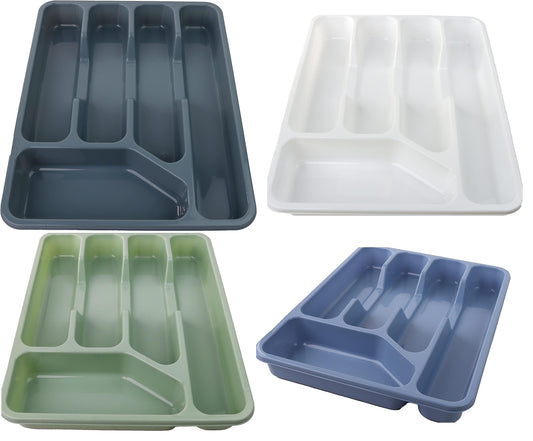 Cutlery Tray 5 Compartment PlasticnKitchen Drawer Organiser Rack Utensils Spoons