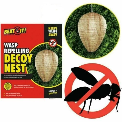 DECOY NEST Paper Wasp Simulated Wasp Deterrent Hanging- BEAT IT