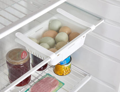 Drawer Organizer For Fridge, Refrigerator Storage Organizer Keep Tidy Shelf Organiser for Egg Vegetables and Fruits