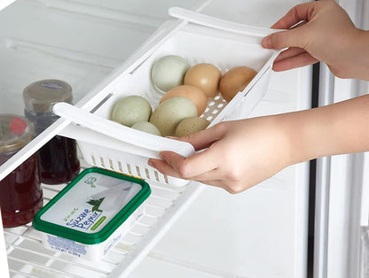 Drawer Organizer For Fridge, Refrigerator Storage Organizer Keep Tidy Shelf Organiser for Egg Vegetables and Fruits