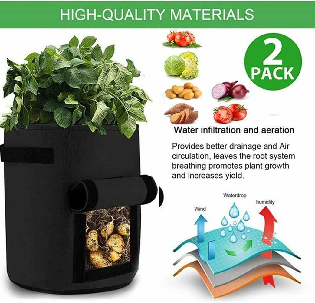 2X 10 Gallon Potato Grow Planter Bags Perfect for growing  all types of vegetable