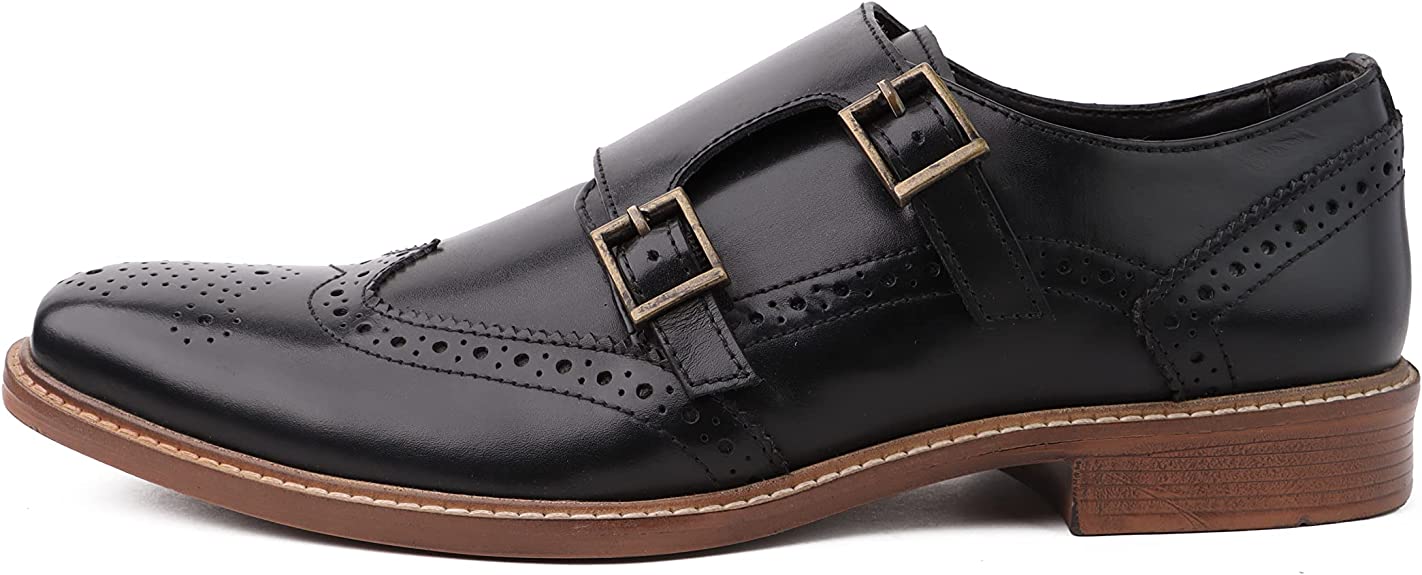 DIVCHI Men Monk Shoes Slip Buckle Strap on Loafers