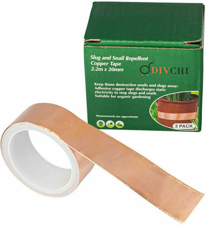 20mm x 2.2m Copper Slug Tape -Adhesive Copper Slug Snail Barrier Tape Pact of 3